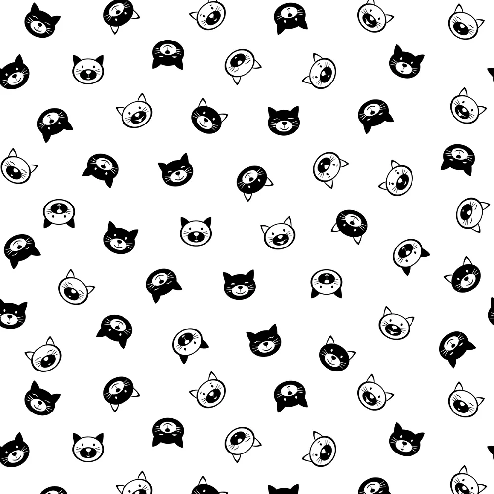 Digitally Printed Tossed Cats Fabric