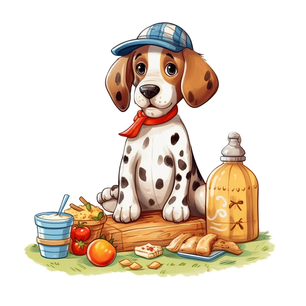 Dog On A Picnic #4 Fabric Panel
