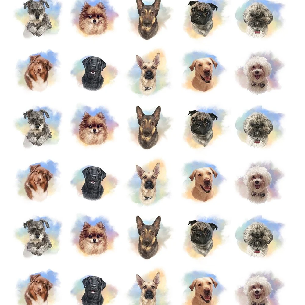 Dog Portrait Allover #1 Fabric