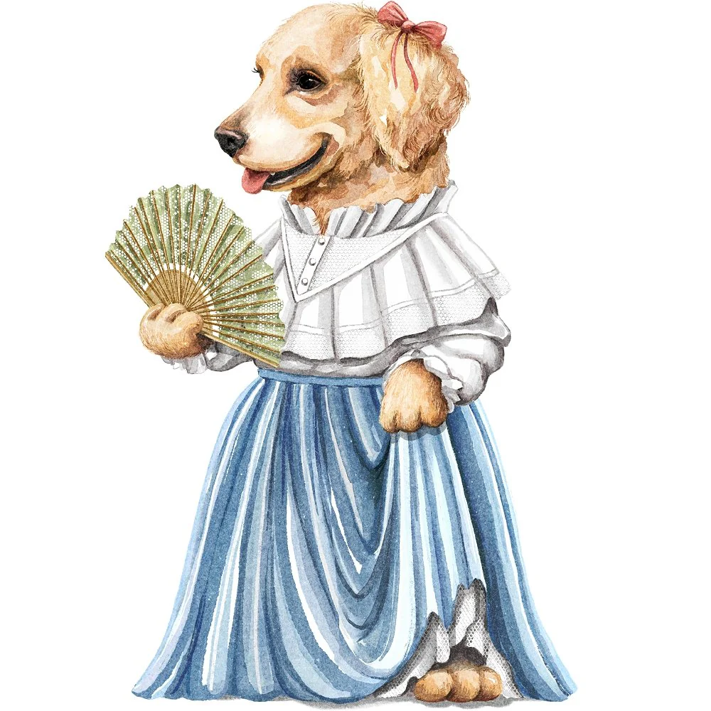 Dog with Fan Fabric Panel