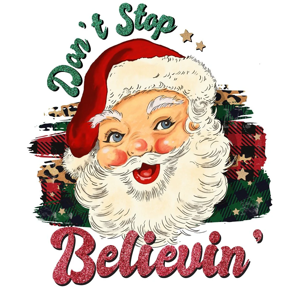 Don't Stop Believin Santa Fabric Panel