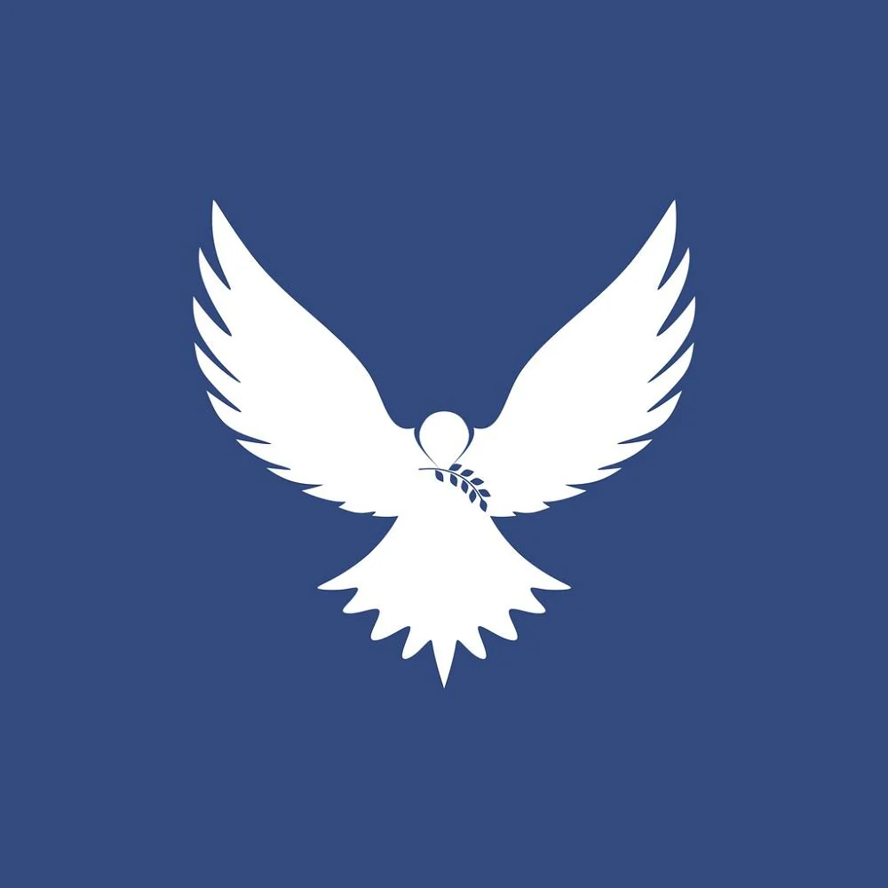 Dove with Branch Fabric Panel - Blue