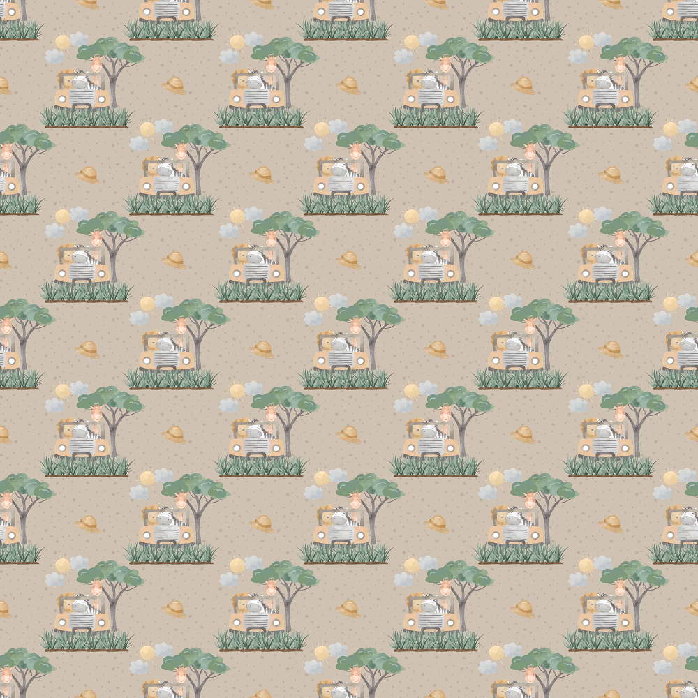 Drive Through The Safari Fabric - Brown