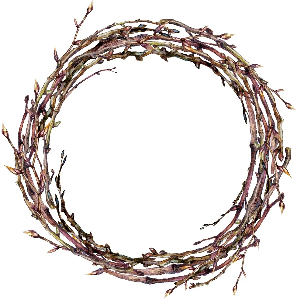 Dry Twig Wreath Fabric Panel