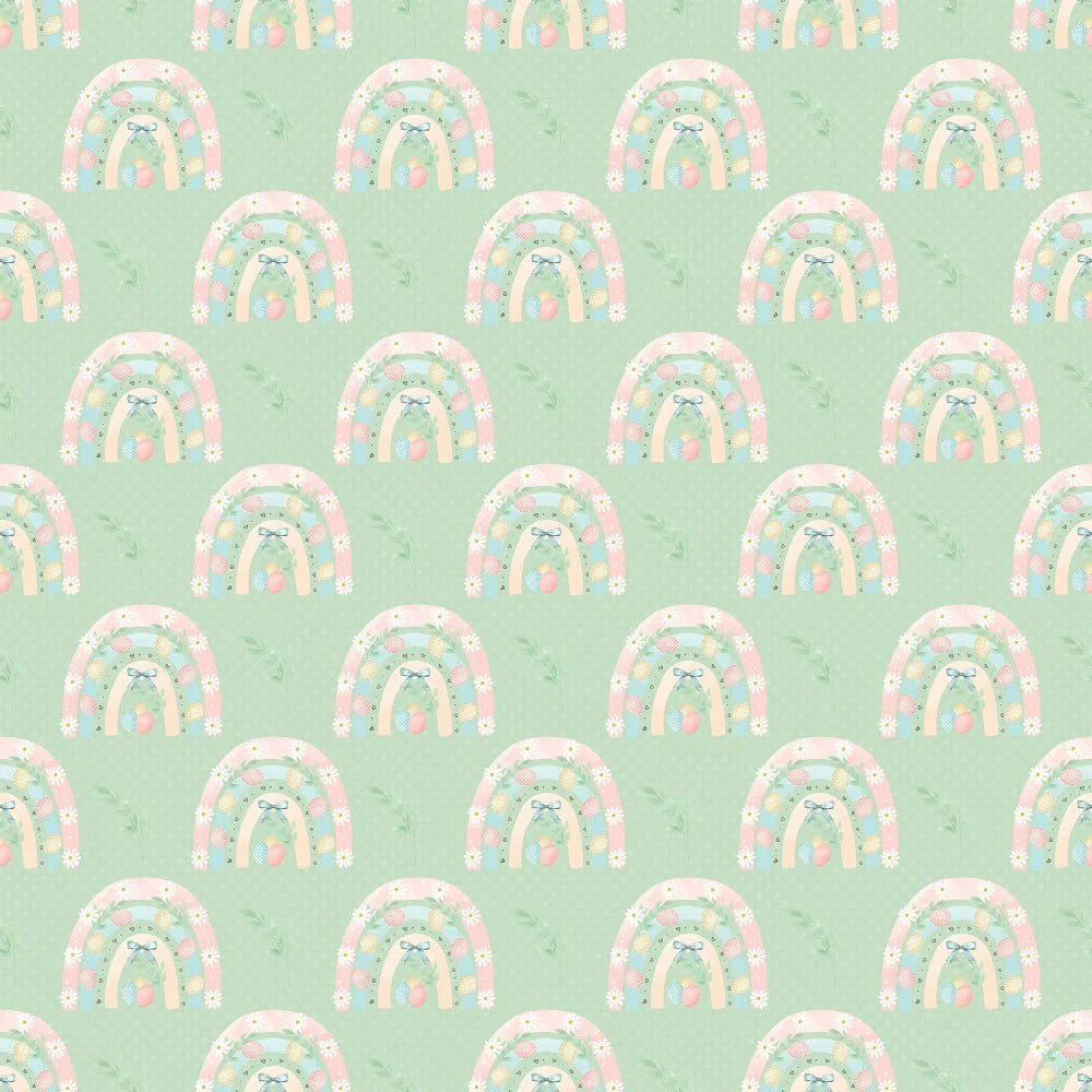 Easter Rainbow Gnomes Rainbows Fabric - Green