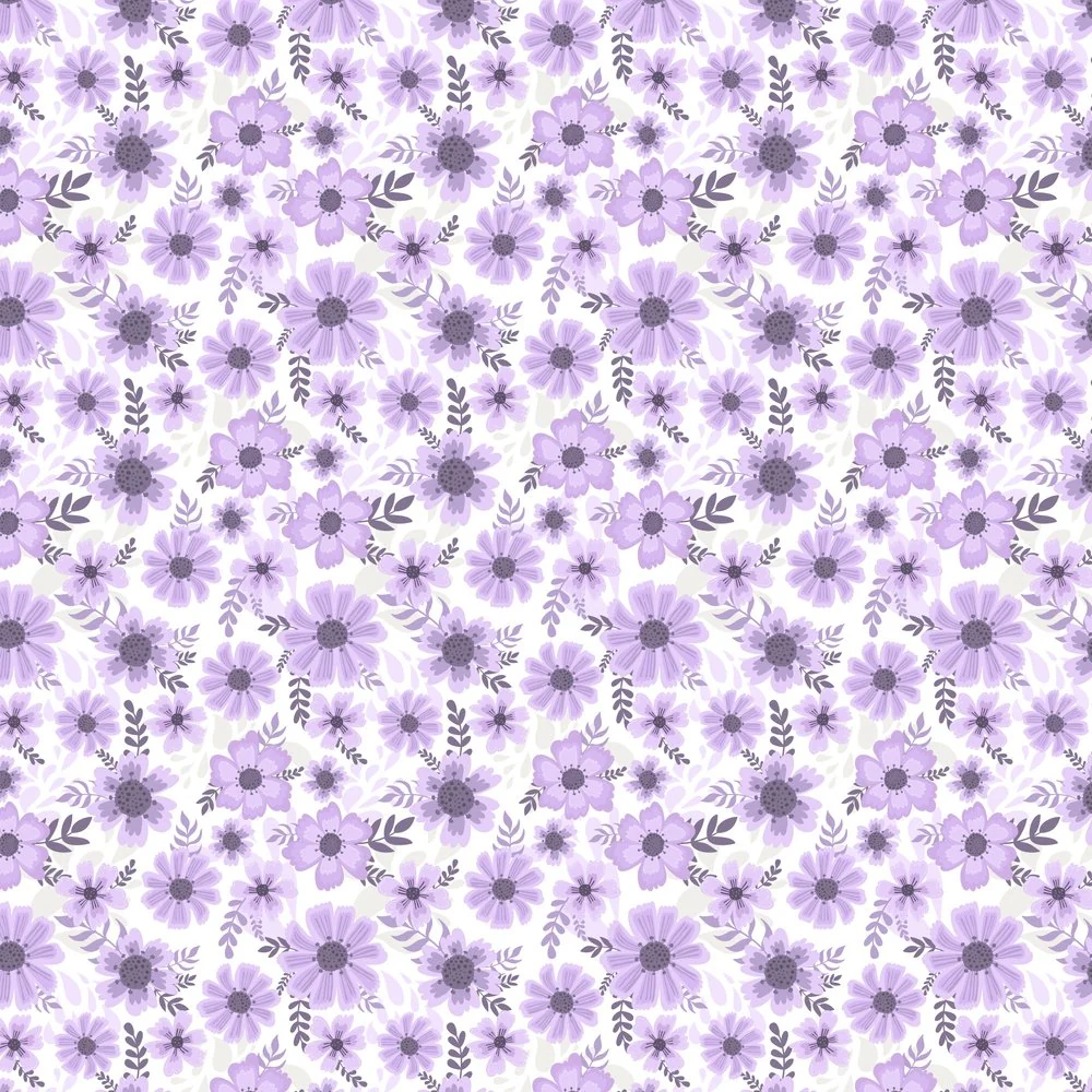 Elegant Florals Fabric - Purple