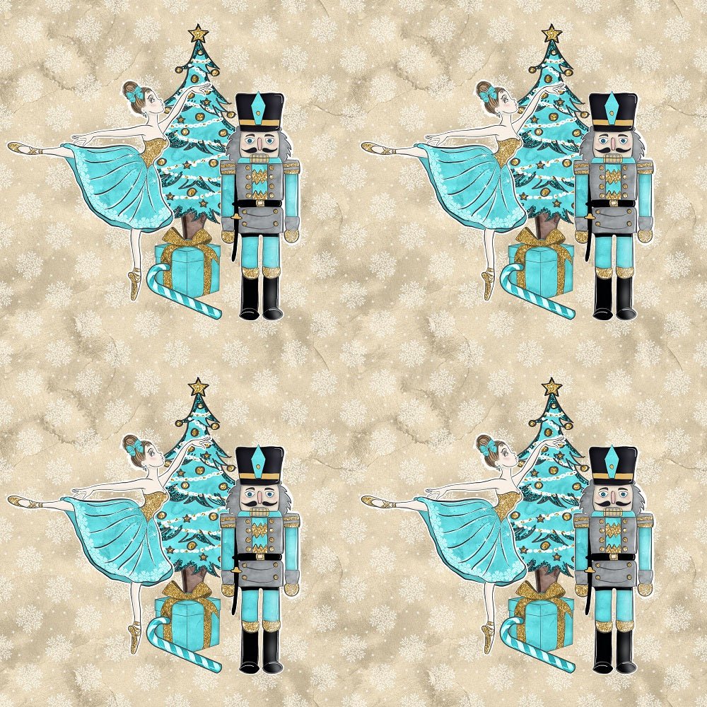 Elegant Nutcracker and Ballerinas Fabric - Tan