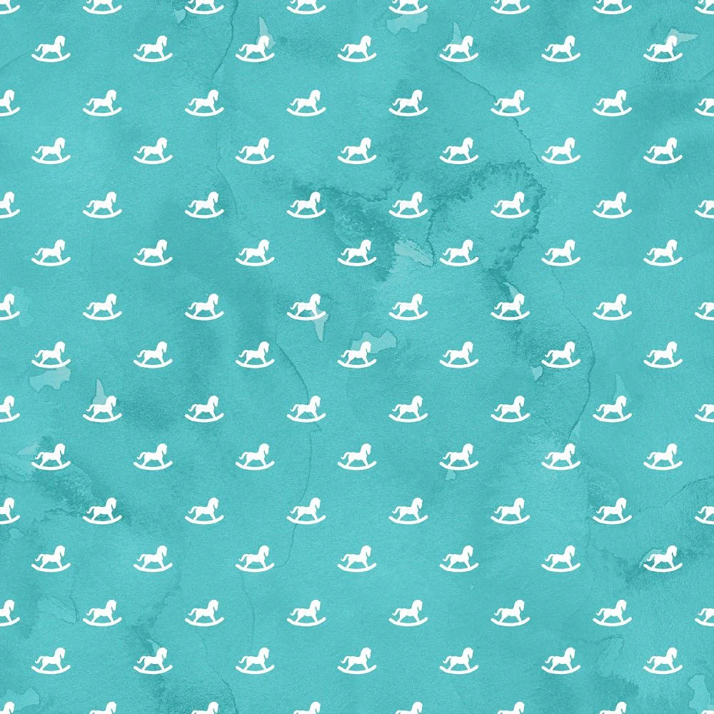 Elegant Nutcracker Rocking Horse Fabric - Blue
