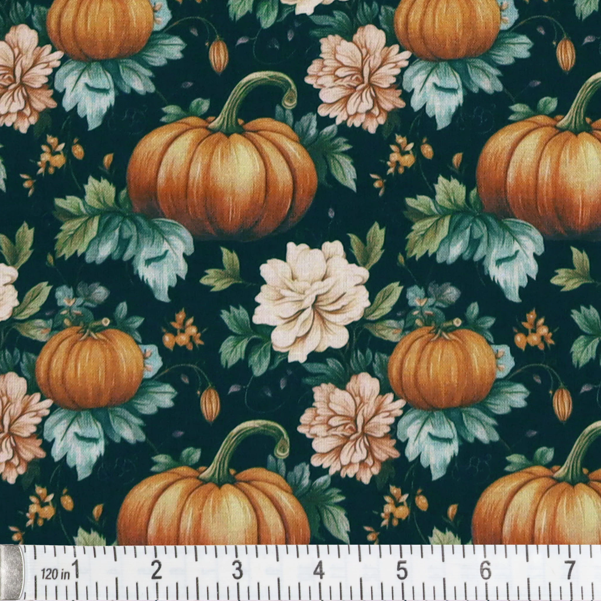 Elegant Pumpkin & Floral Fabric - Image 2