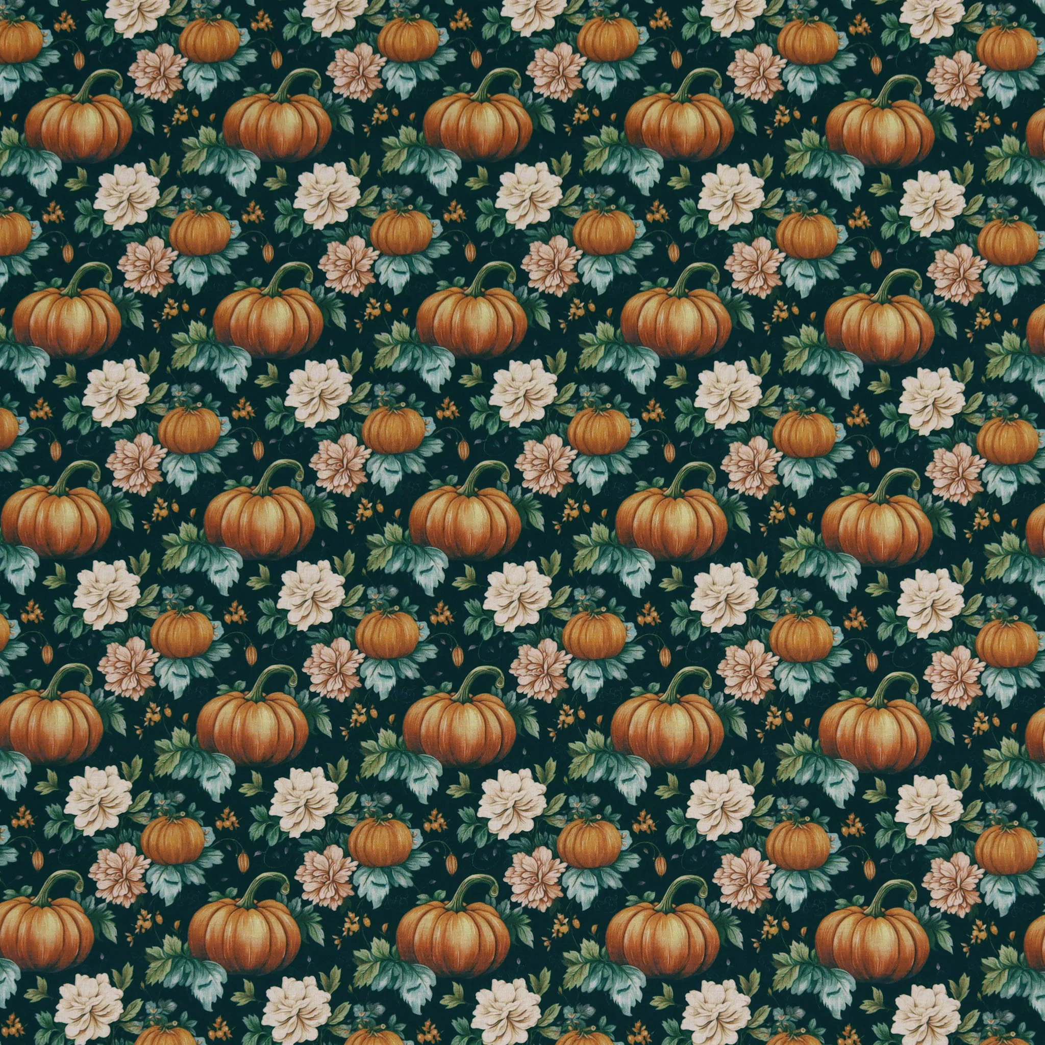 Elegant Pumpkin & Floral Fabric - Image 3