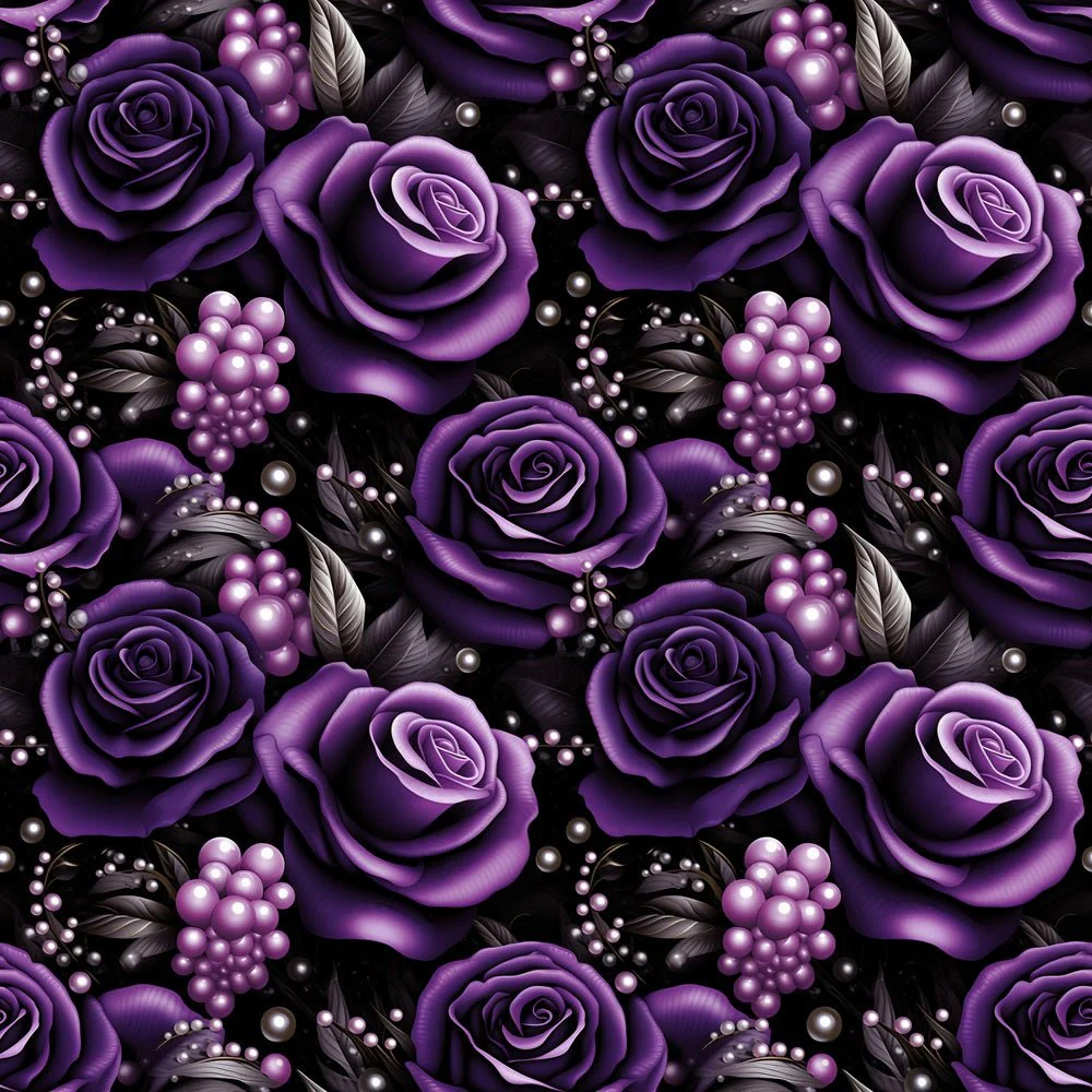 Elegant Purple Roses Fabric