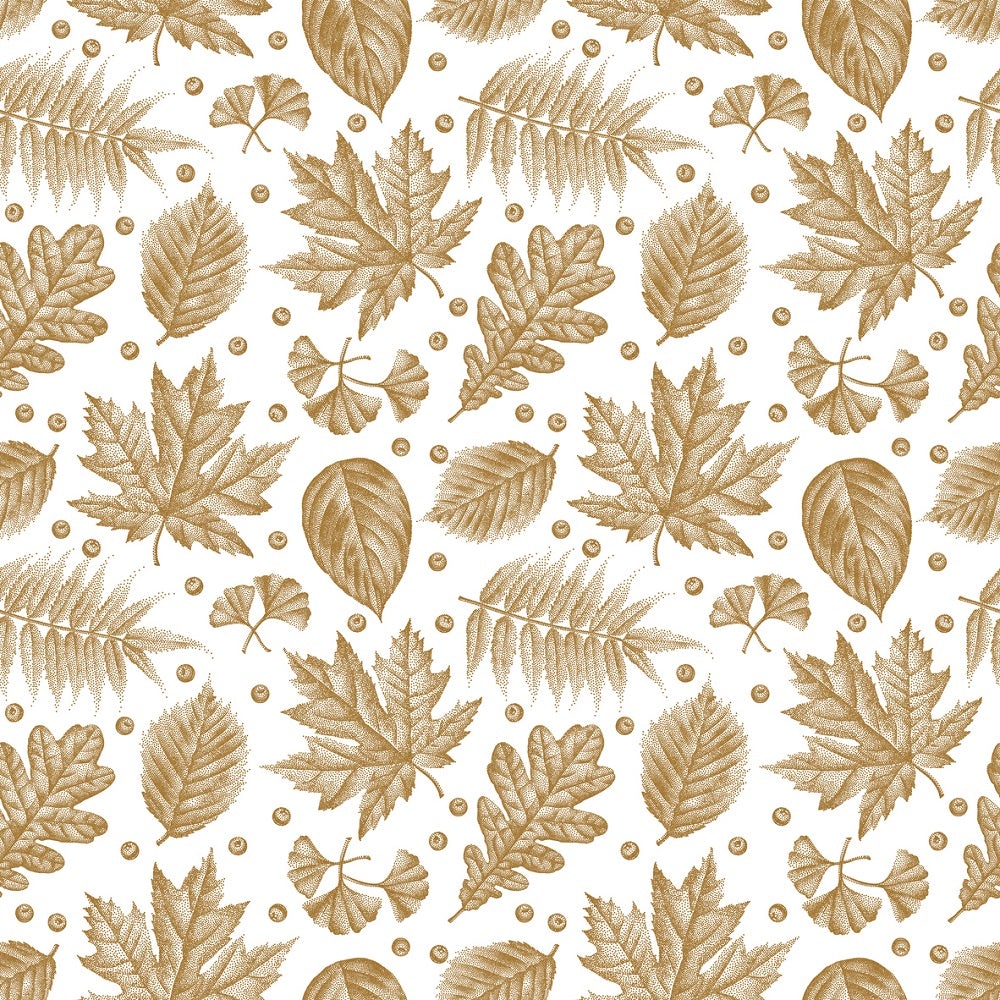 Engraved Leaves Fabric - Gold