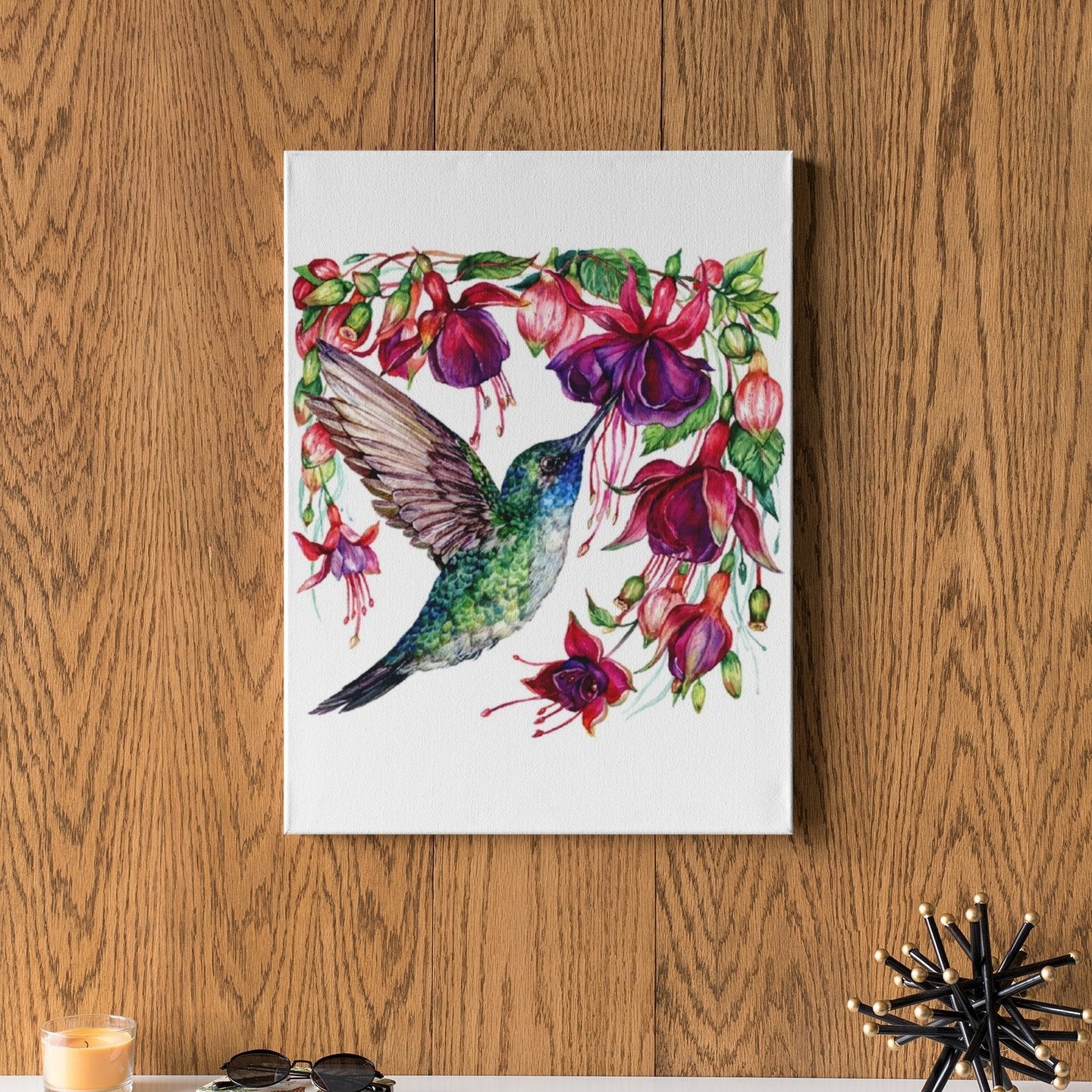 Exotic Flowers & Hummingbird Fabric Panel - White - Image 4