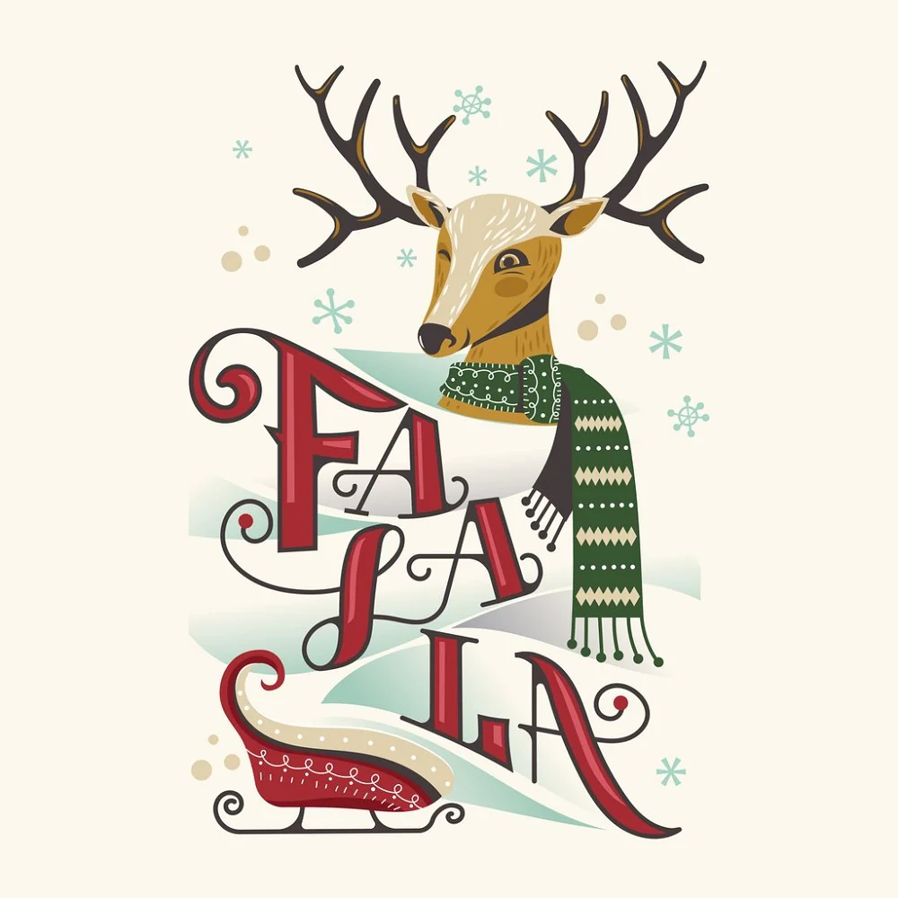 Fa La La Reindeer Fabric Panel