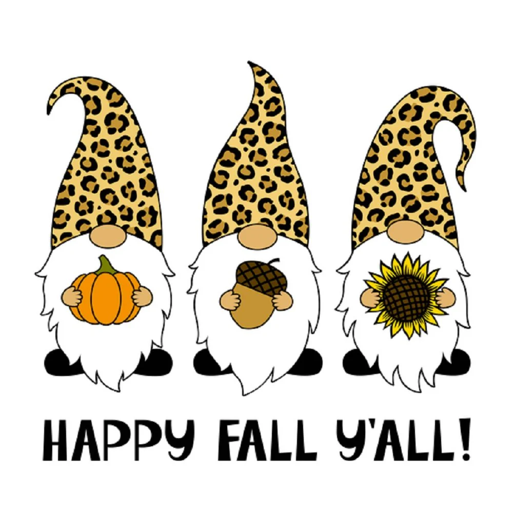 Fall Gnome Fabric Panel - White