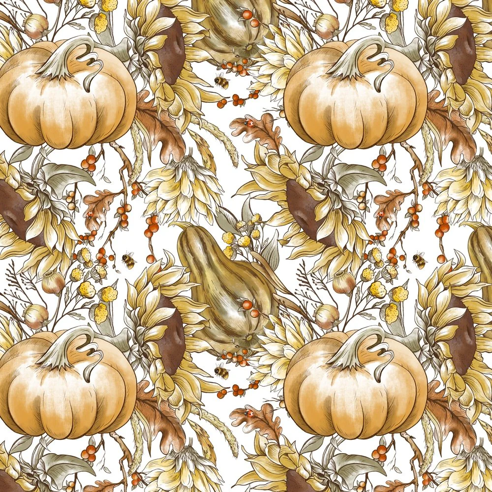 Fall Harvest Floral Fabric