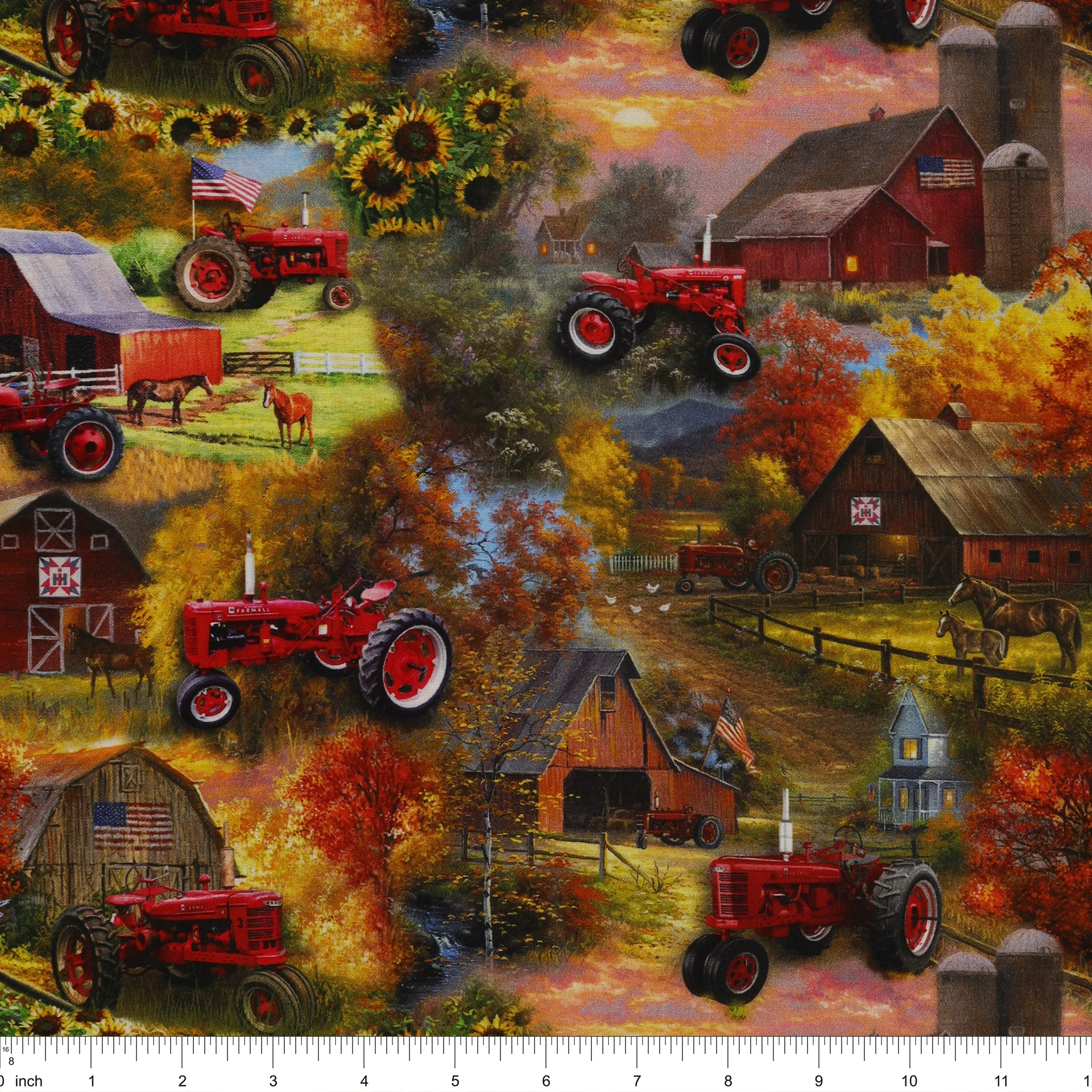 Farmall Patriotic Barns Fabric - Image 3