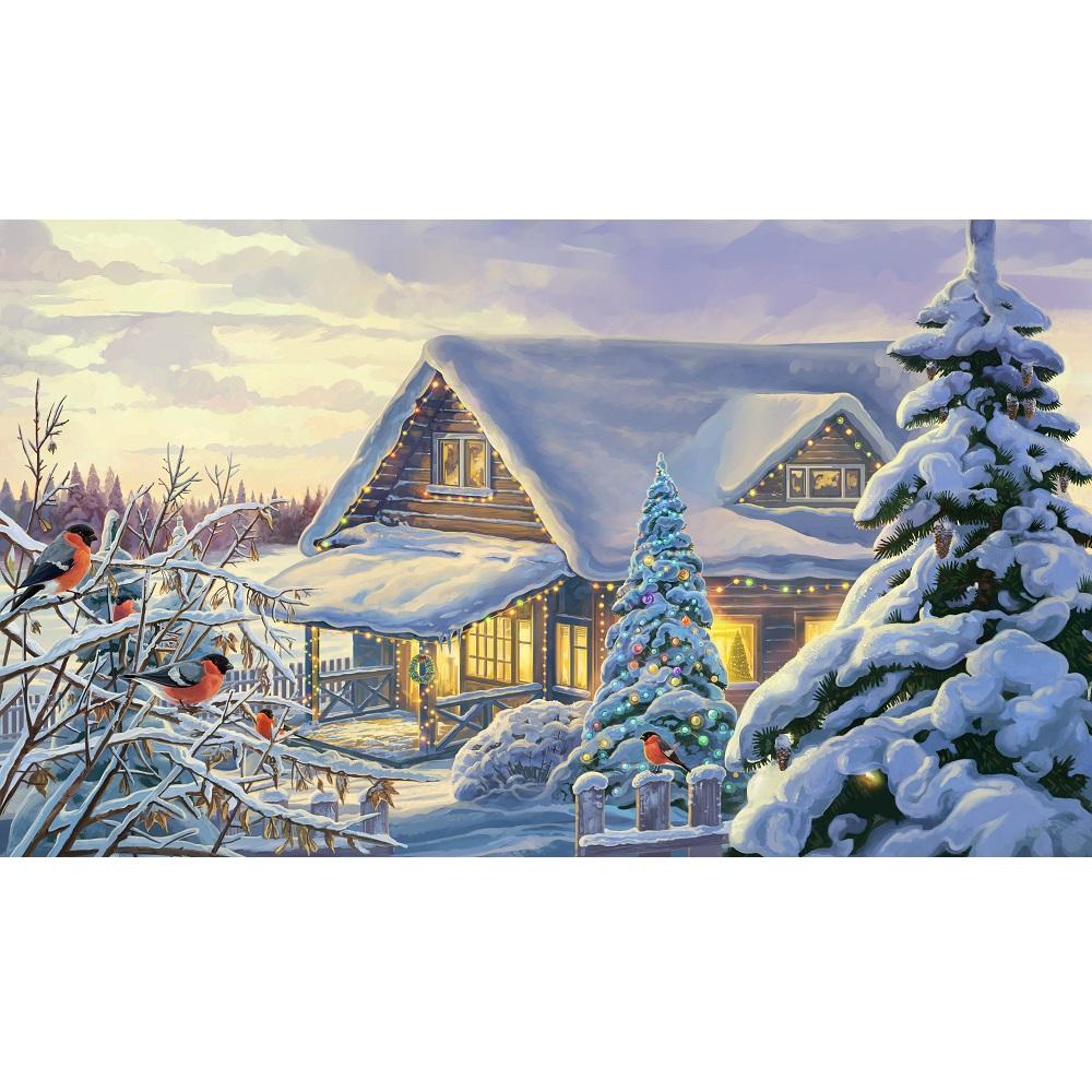 Festive Christmas Scene Fabric Panel