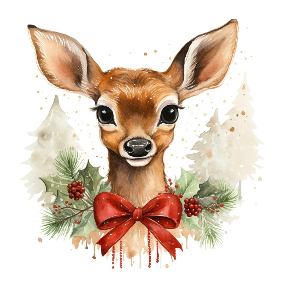 Festive Fawn #4 Fabric Panel