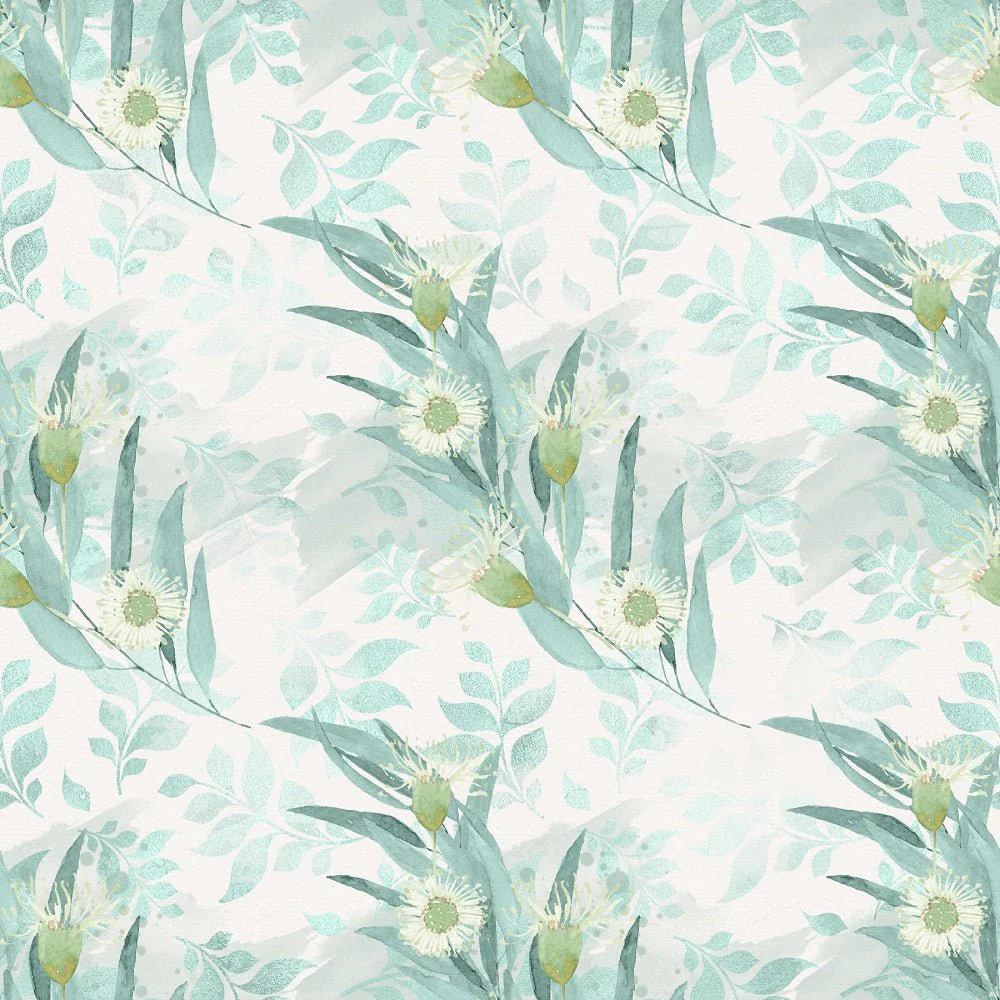 Fields of Eucalyptus Blooming Fabric - Cream