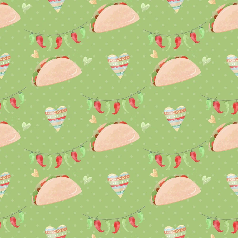 Fiesta! Tacos with Peppers Fabric - Green