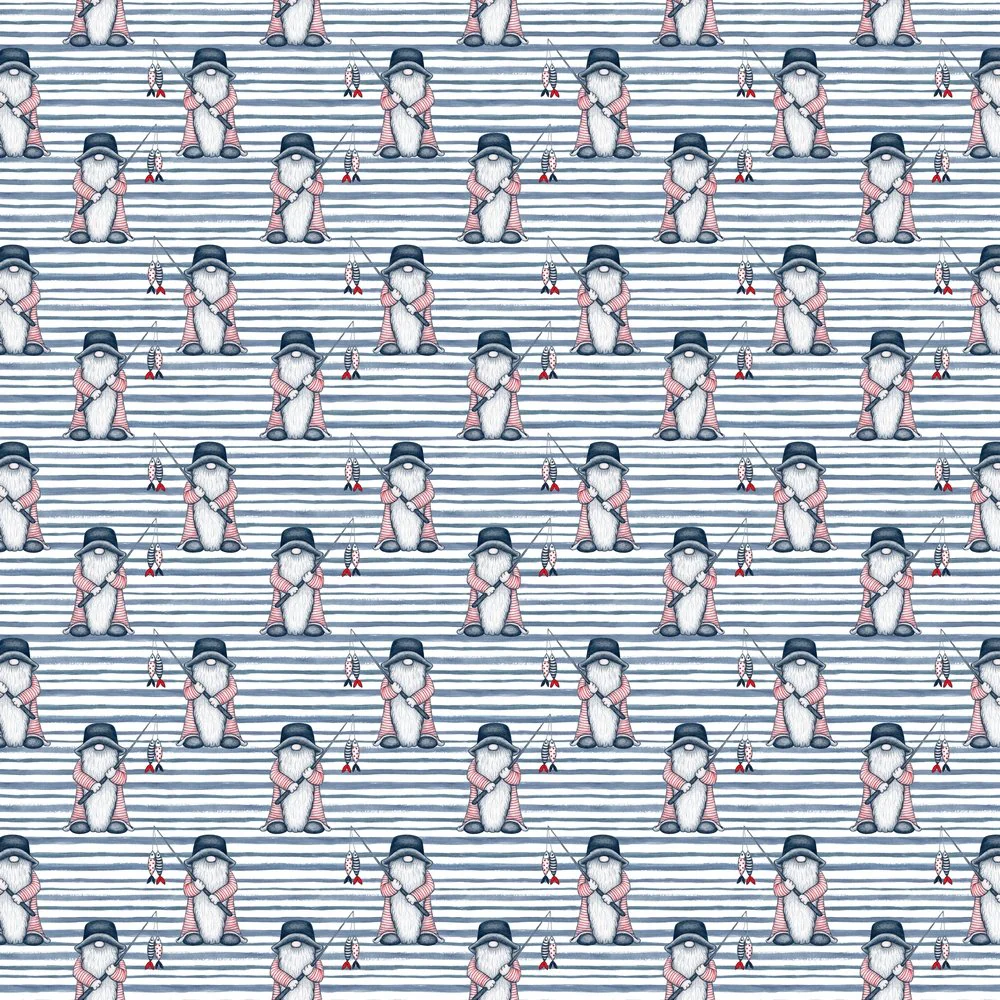 Fishermen Gnome Stripe Fabric - Navy