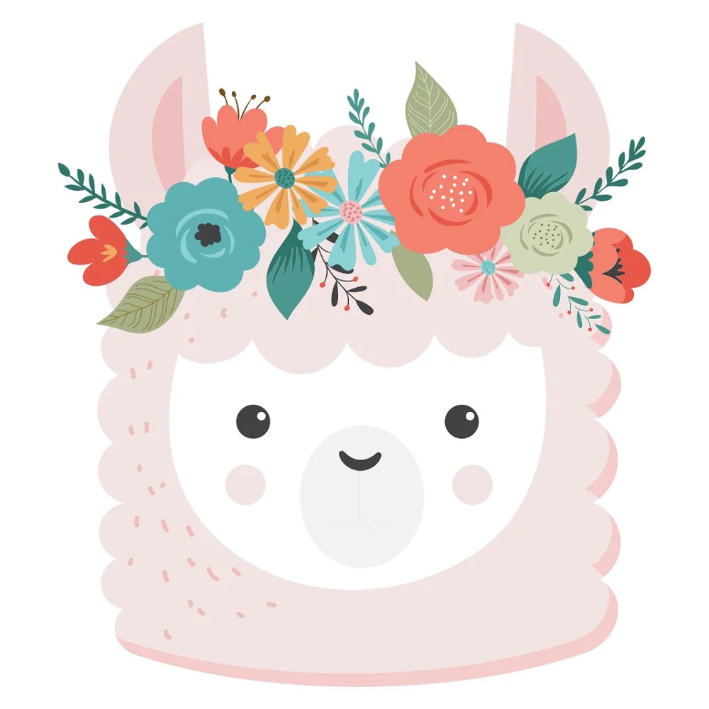 Floral Crown Llama Fabric Panel