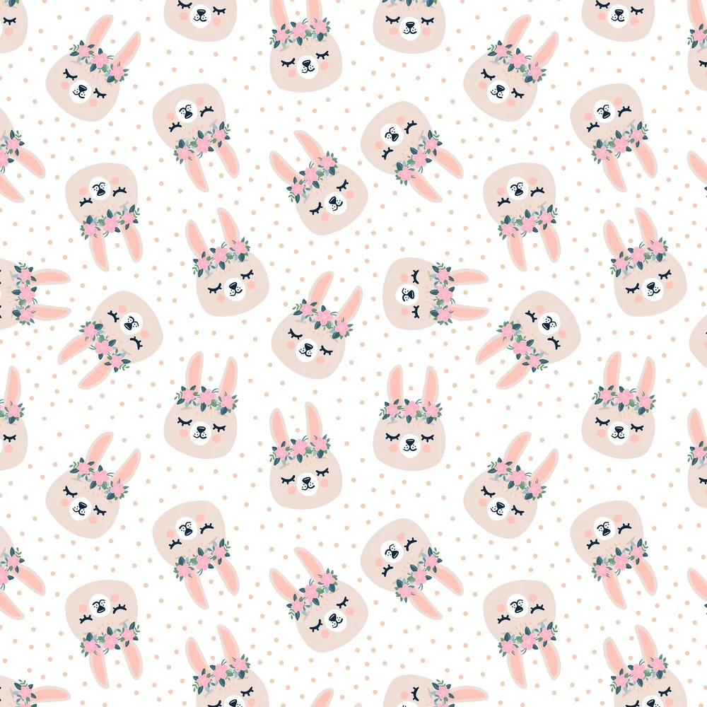 Floral Crown Llamas & Dots Fabric