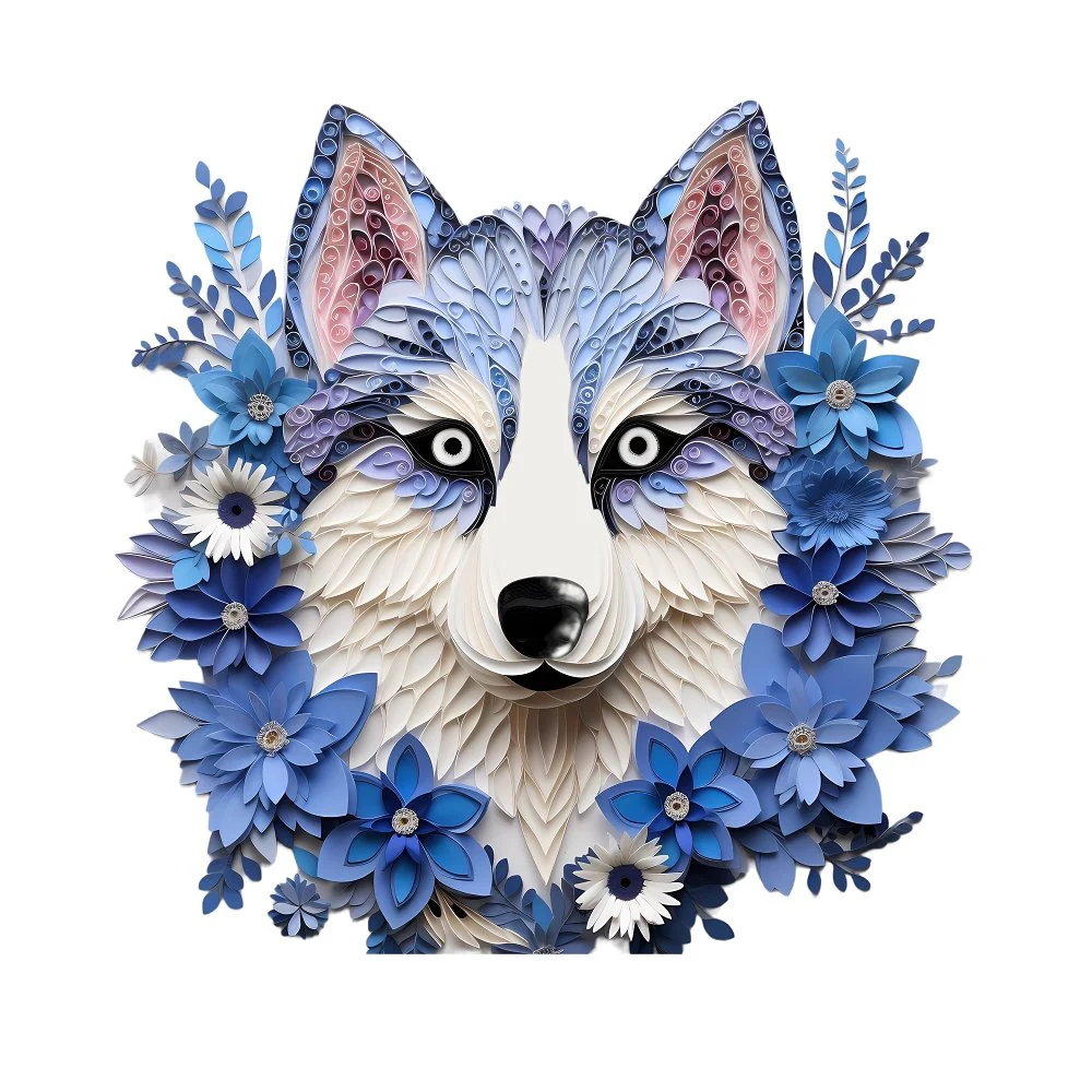 Floral Dogs #5 Fabric Panel