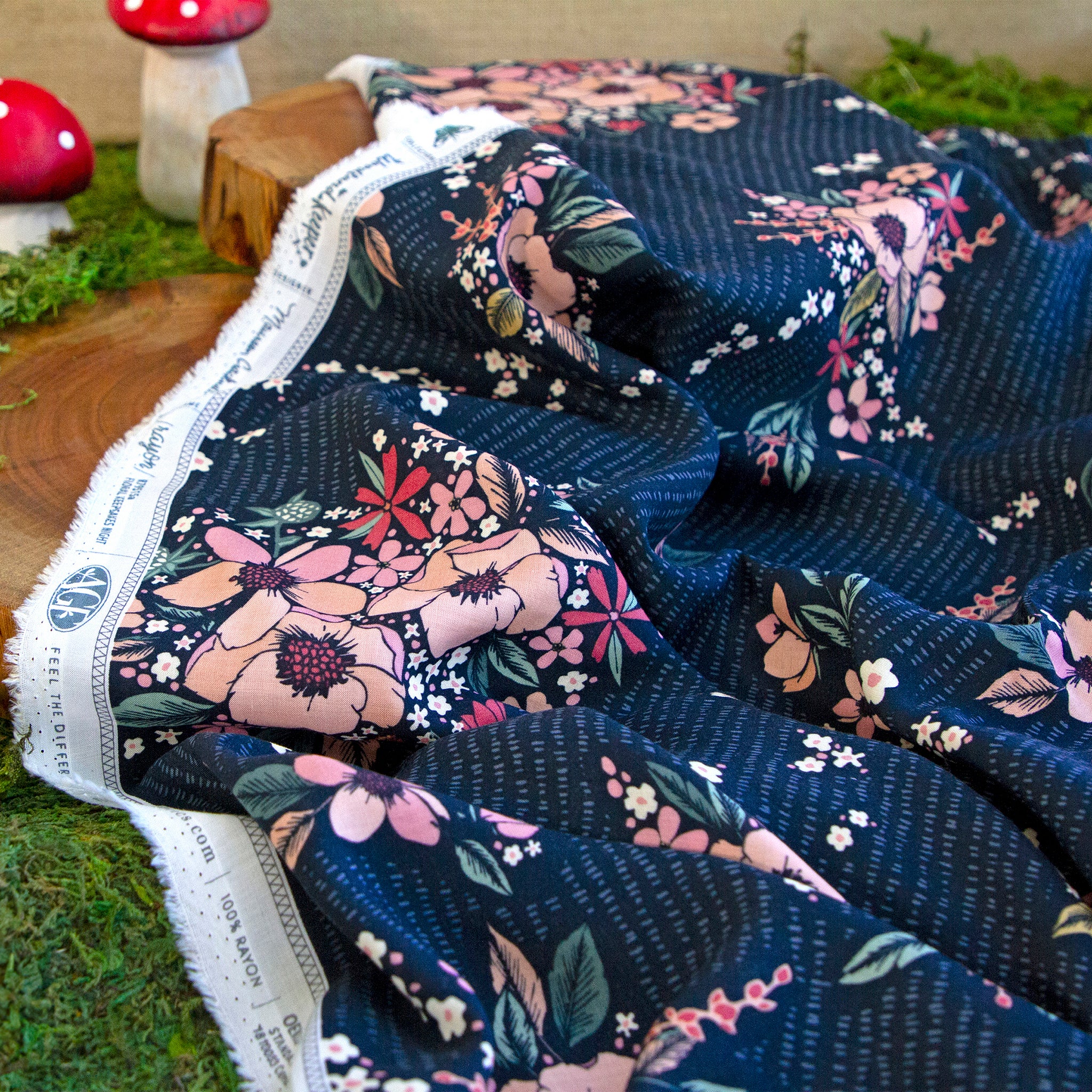 Floral Keepsakes Night Fabric in Rayon - Image 2