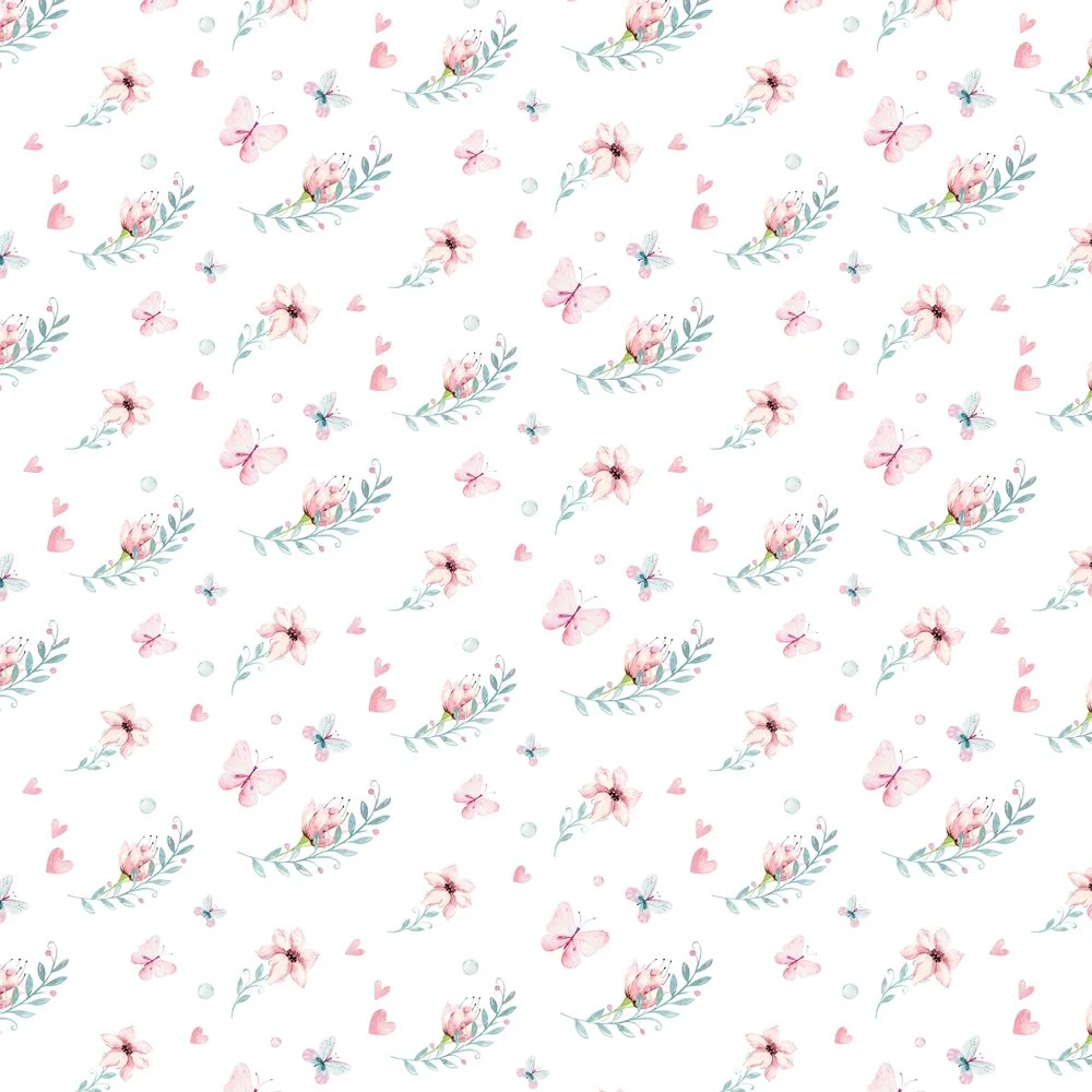 Flowers In The Wind Fabric - White