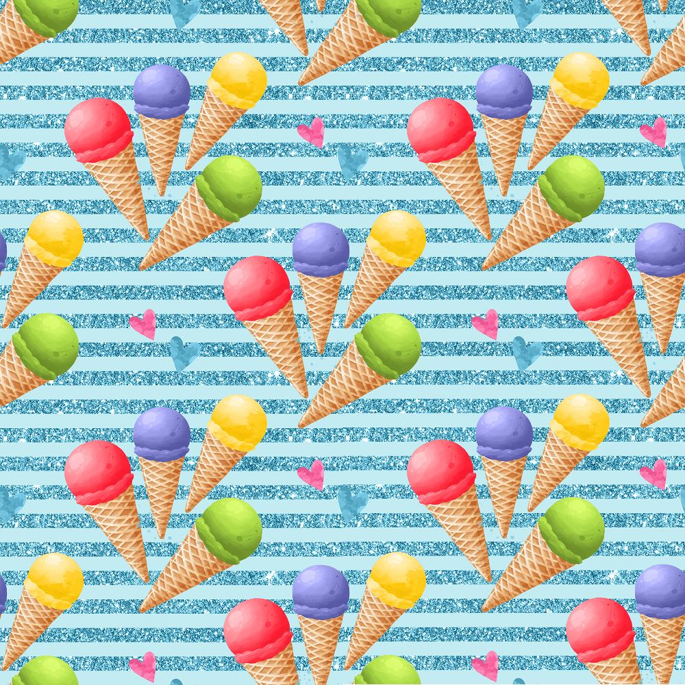 Four Cones on Striped Fabric - Blue