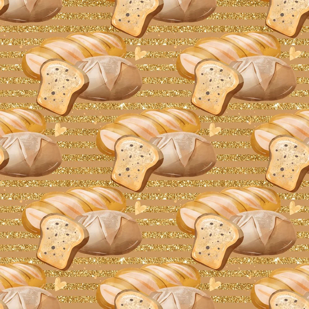 Fresh Baguettes on Horizontal Stiped Fabric - Brown