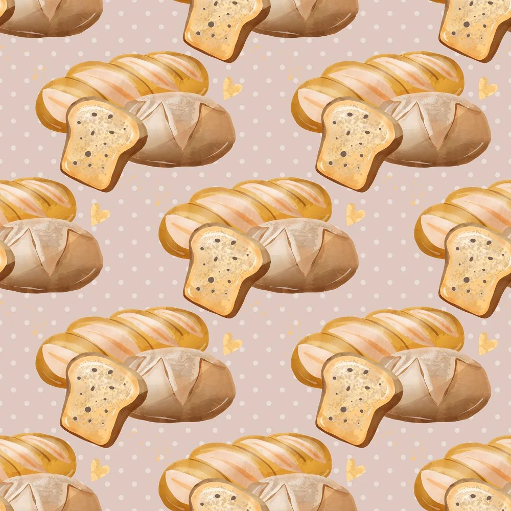 Fresh Baguettes on Polka Dot Fabric - Brown