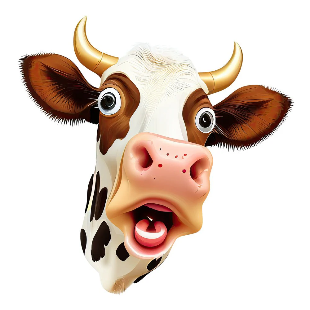 Funny Cow Face #5 Fabric Panel