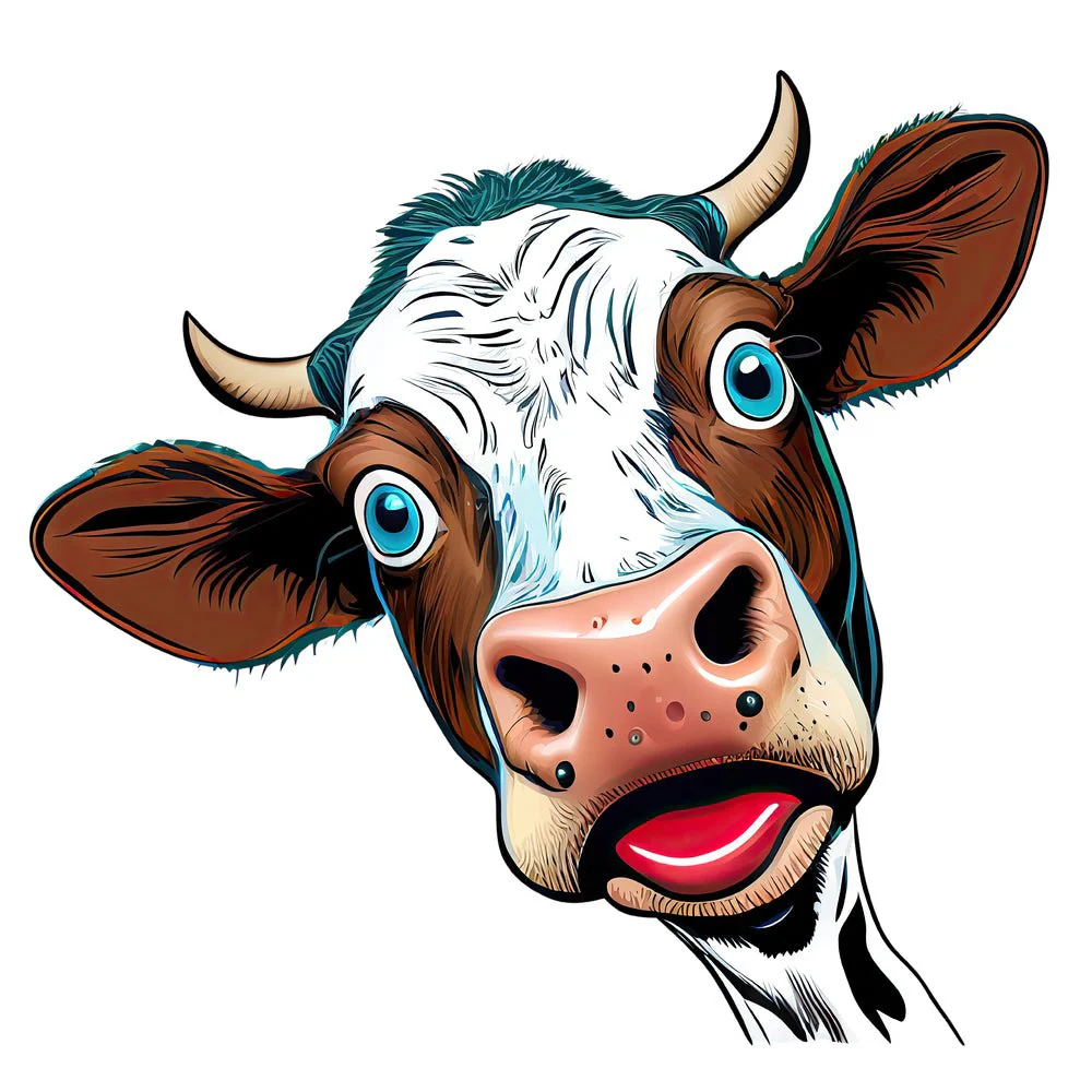 Funny Cow Face #6 Fabric Panel