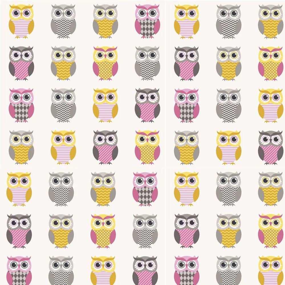 Geometric Owl Fabric - Multi