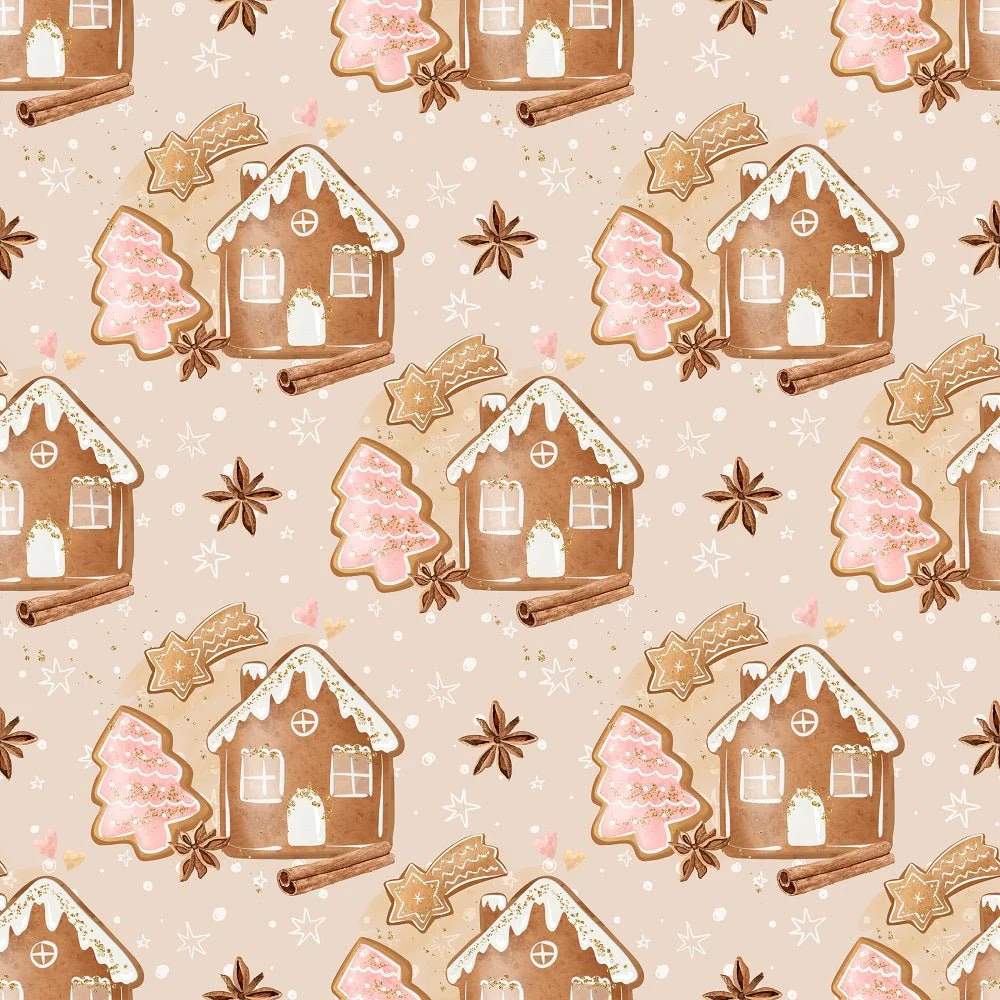 Gingerbread On Stars Fabric - Brown