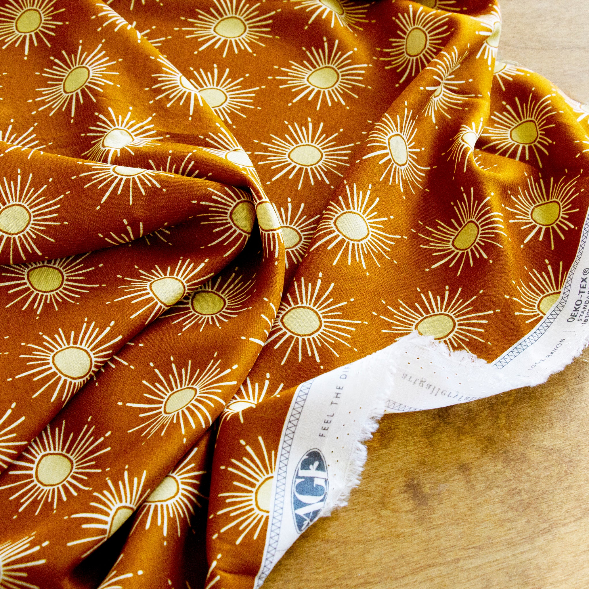 Gleaming Sun Copper Fabric in Rayon - Image 4
