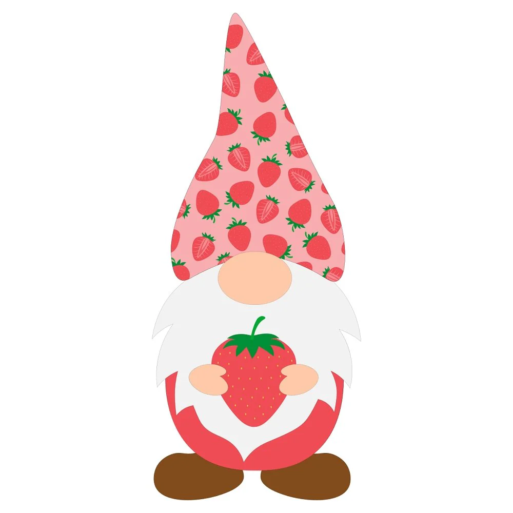 Gnome Holding Strawberry Fabric Panel