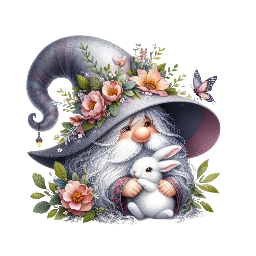 Gnomes & Animals Bunny #2 Fabric Panel
