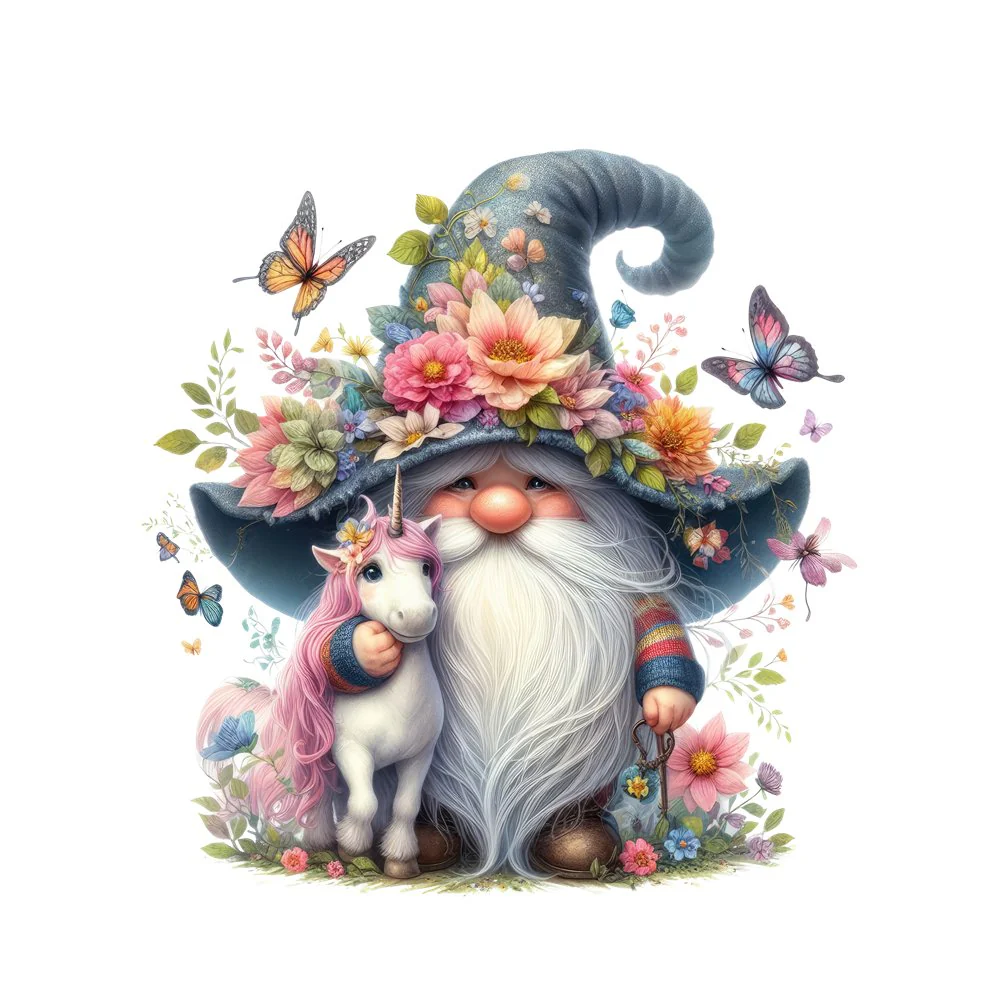 Gnomes & Animals Unicorn #3 Fabric Panel