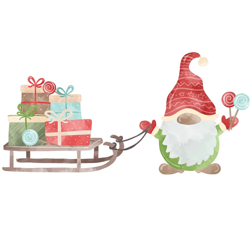 Gnomes For Christmas Scene #1 Fabric Panel