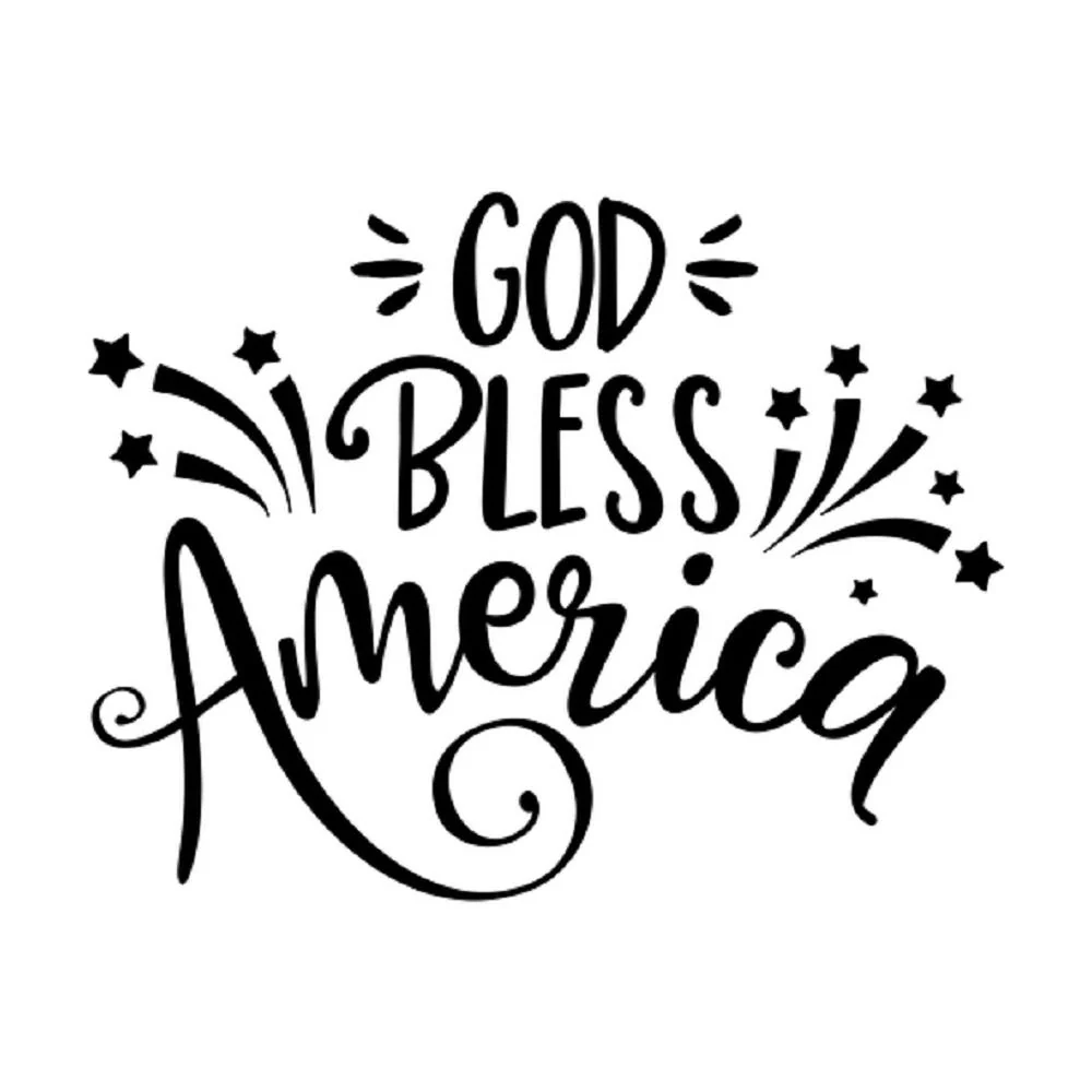 God Bless America Fabric Panel - White