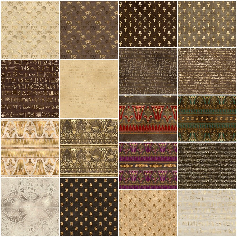 Golden Ancient Egypt Volume #1 Fabric Collection - 1 Yard Bundle