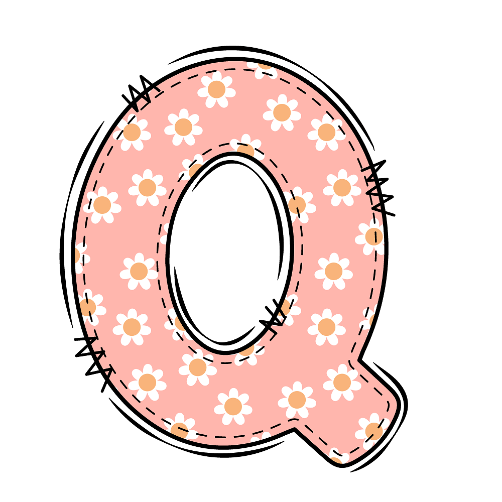 Groovy Doodle Flowers ''Q'' Fabric Panel