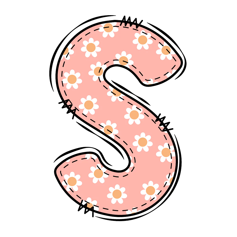 Groovy Doodle Flowers ''S'' Fabric Panel
