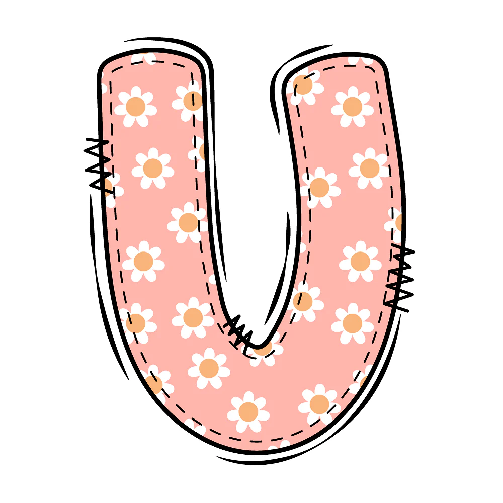 Groovy Doodle Flowers ''U'' Fabric Panel