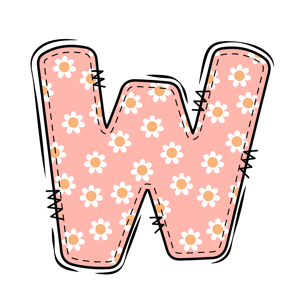Groovy Doodle Flowers ''W'' Fabric Panel
