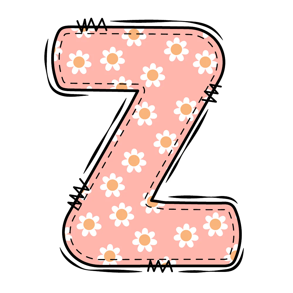 Groovy Doodle Flowers ''Z'' Fabric Panel